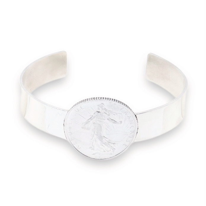 bracelet semeuse 1 franc argent fond blanc