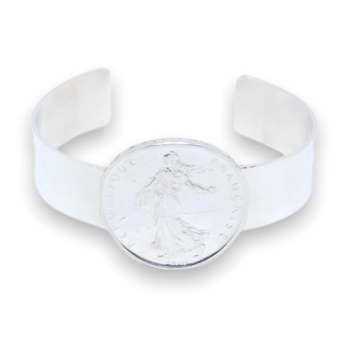 bracelet semeuse 5 francs argent fond blanc