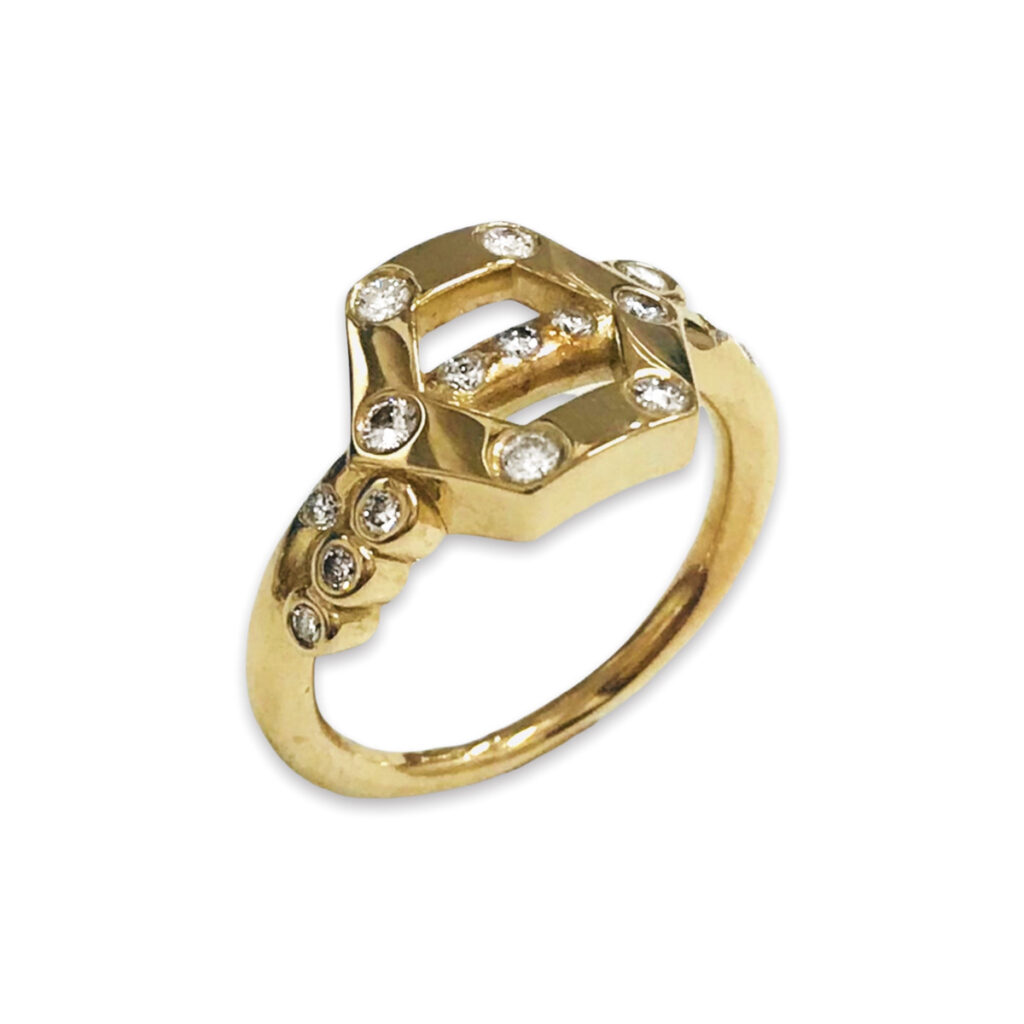 Bague or jaune hexagone - Joaillerie Toulouse