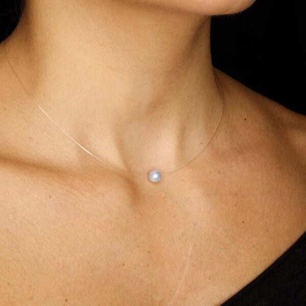 collier perle d'eau douce bleu